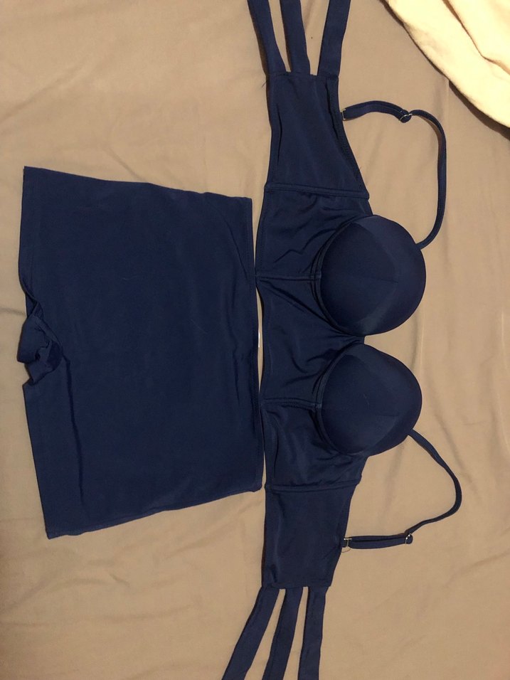 Mavi Strappy Kadın Bikini Üstü - Görsel 3