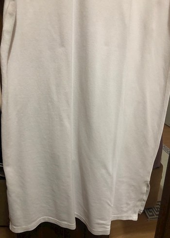 Beyaz Pamuklu Hamile Midi Elbise - Görsel 6