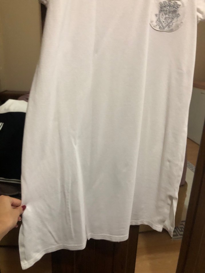 Beyaz Pamuklu Hamile Midi Elbise - Görsel 2