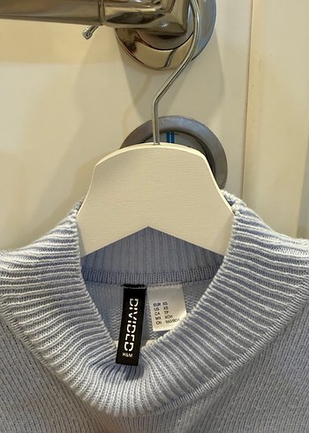 Mavi Yüksek Yakalı Triko Kadın Kazak - Görsel 3