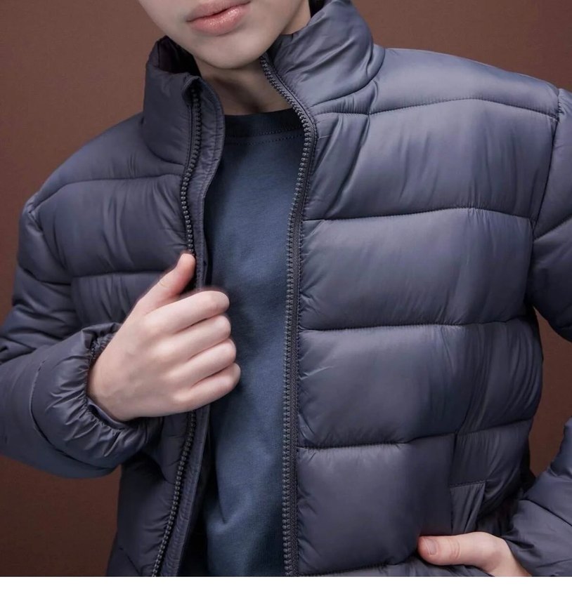 Erkek Çocuk Gri Fermuarlı Yüksek Yakalı Mont - Görsel 5