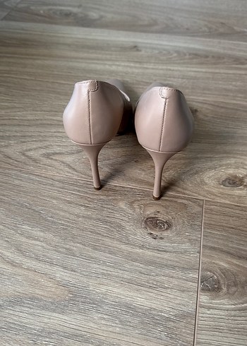 Bej Deri Stiletto Topuklu Kadın Ayakkabı - Görsel 3