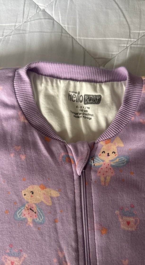 Kız Çocuk Mor Fermuarlı Tulum Pijama 1.0 tog - Görsel 2