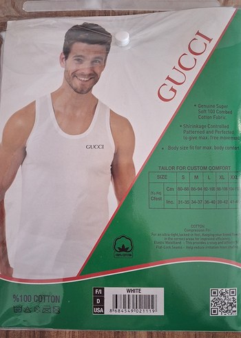 GUCCI Beyaz Baskılı Atlet - Görsel 3