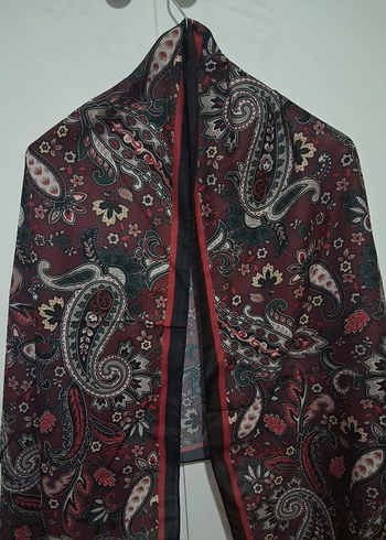 Bordo Bohem Desenli Kadın Şal - Görsel 2