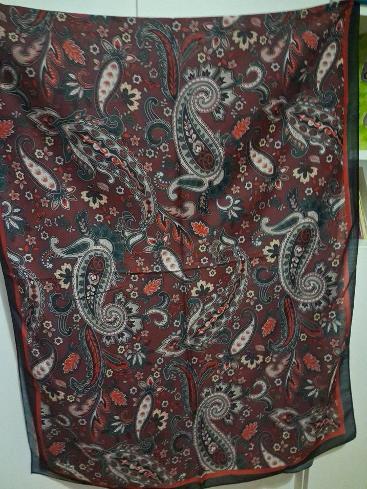 Bordo Bohem Desenli Kadın Şal - Görsel 3