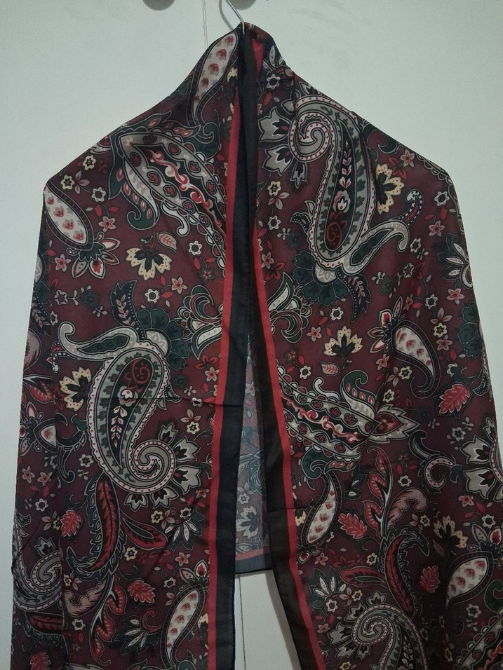 Bordo Bohem Desenli Kadın Şal - Görsel 2