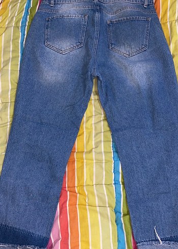 Renkli Bağcıklı Salaş Kot Pantolon - Görsel 7