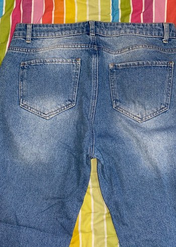 Renkli Bağcıklı Salaş Kot Pantolon - Görsel 6