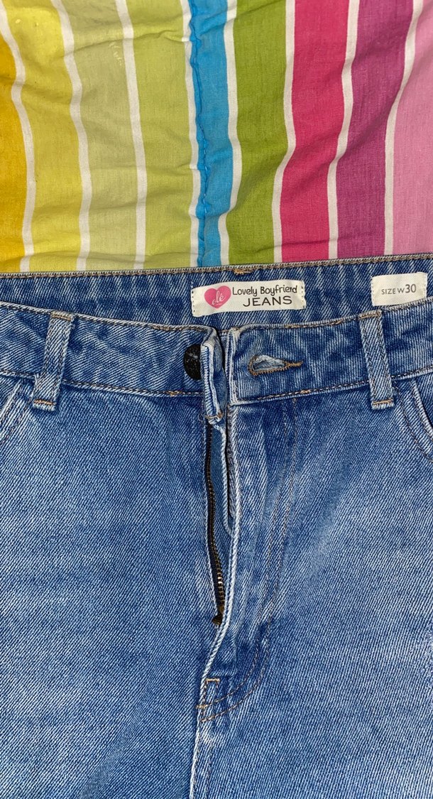 Renkli Bağcıklı Salaş Kot Pantolon - Görsel 3