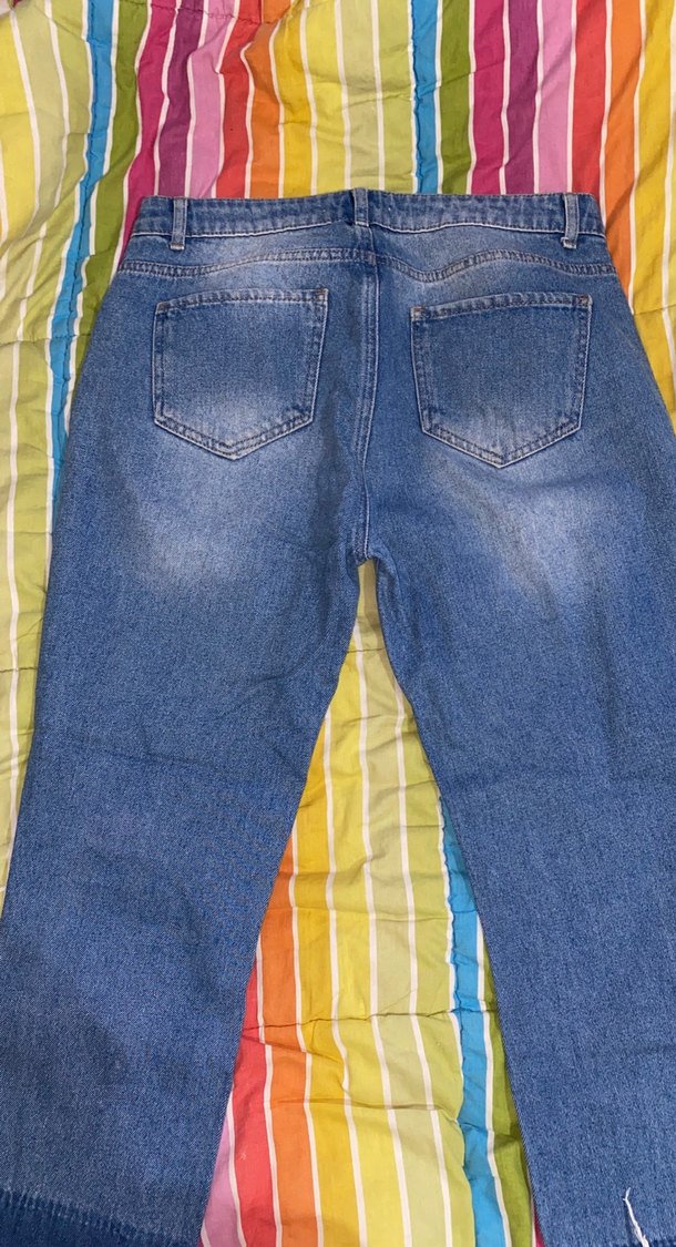 Renkli Bağcıklı Salaş Kot Pantolon - Görsel 5