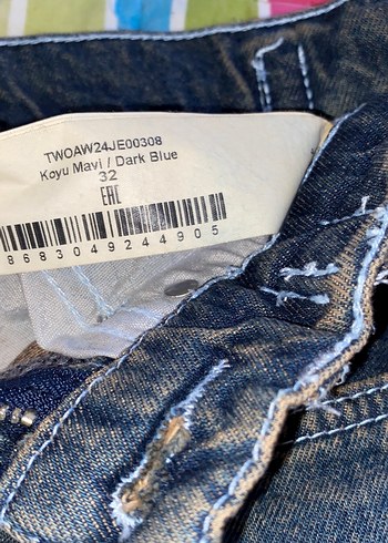 Kemerli baggy jean koyu mavi dark blue - Görsel 3