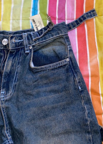 Kemerli baggy jean koyu mavi dark blue - Görsel 6