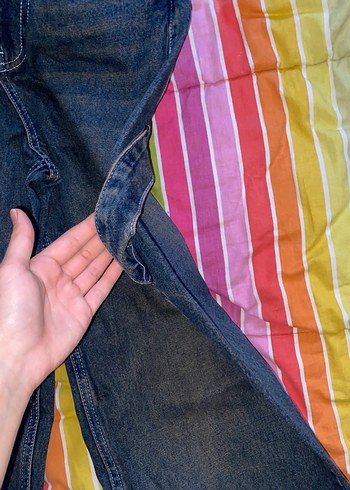 Kemerli baggy jean koyu mavi dark blue - Görsel 7