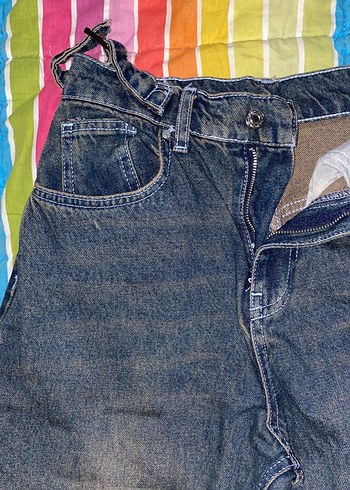 Kemerli baggy jean koyu mavi dark blue - Görsel 5