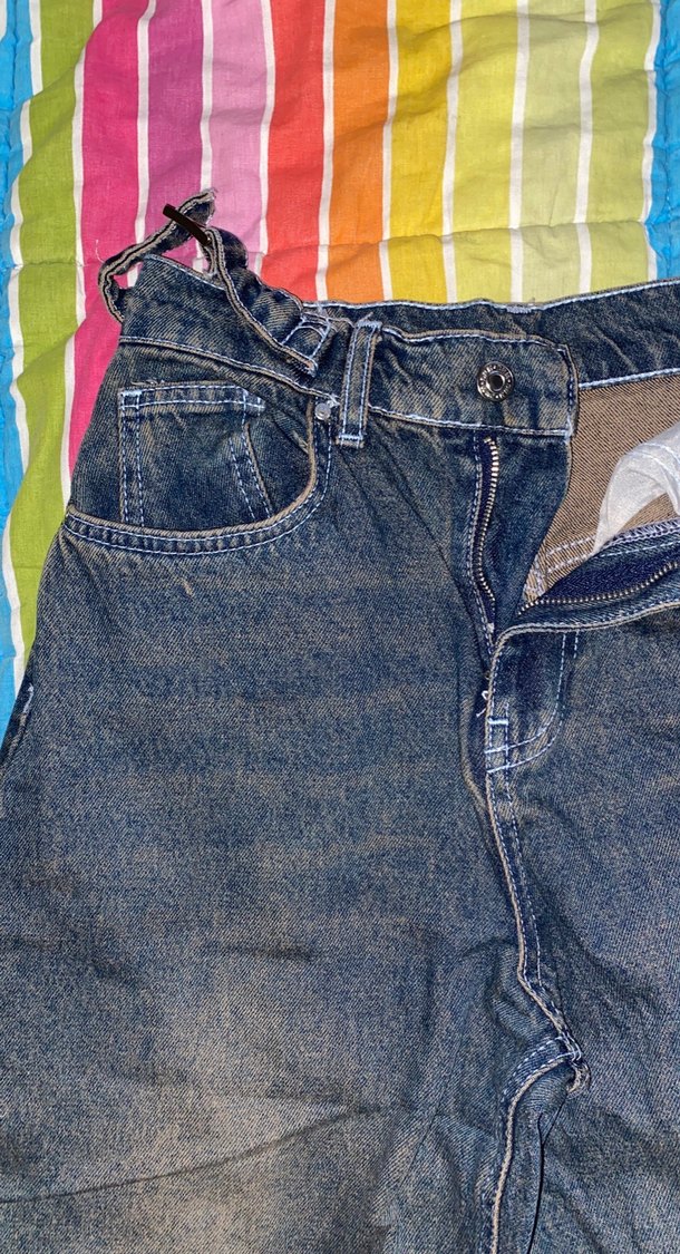 Kemerli baggy jean koyu mavi dark blue - Görsel 5