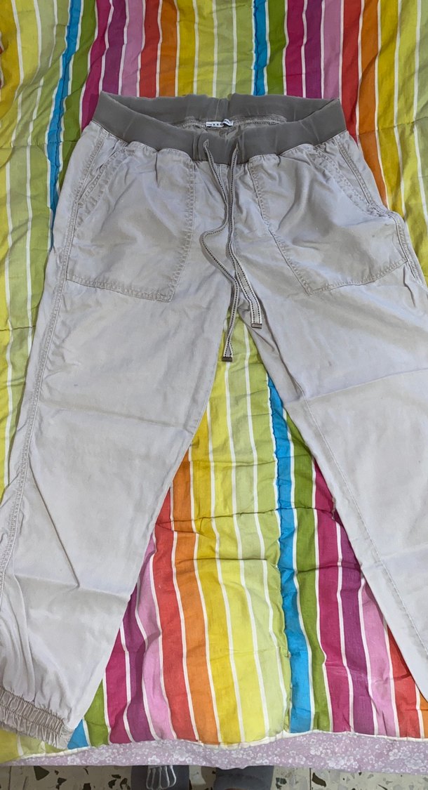 Bej Kemerli Midi Keten Pantolon - Görsel 3