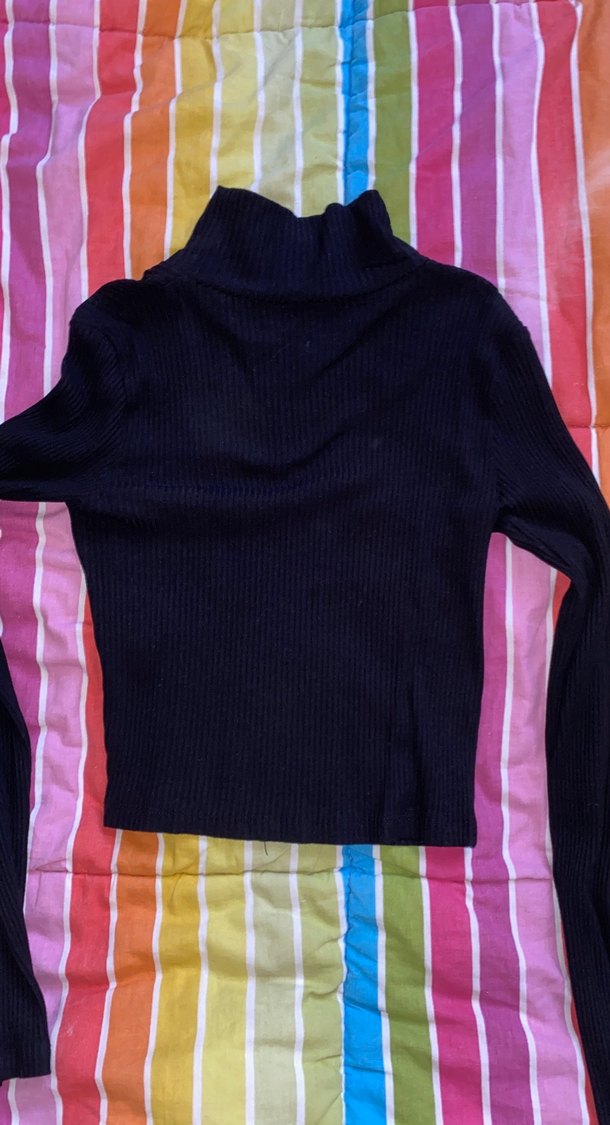 Fermuarlı Siyah Dar Kesim Kadın Kazak - Görsel 3