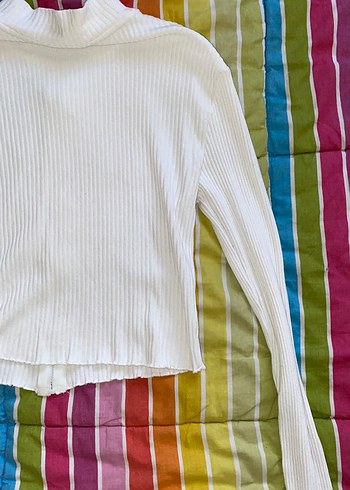 Beyaz Fermuarlı Uzun Kollu Kadın Triko - Görsel 6