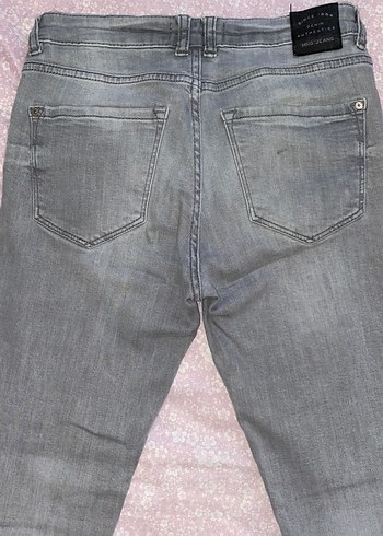 Gri Düğmeli Kadın Denim Pantolon - Görsel 3