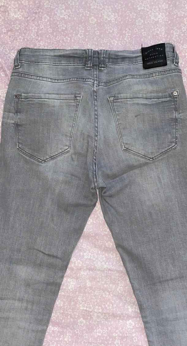 Gri Düğmeli Kadın Denim Pantolon - Görsel 3