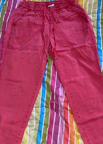 Pembe Bol Kesim Keten Midi Pantolon - Görsel 3