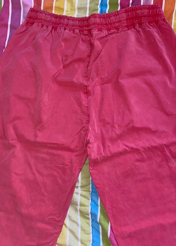 Pembe Bol Kesim Keten Midi Pantolon - Görsel 4