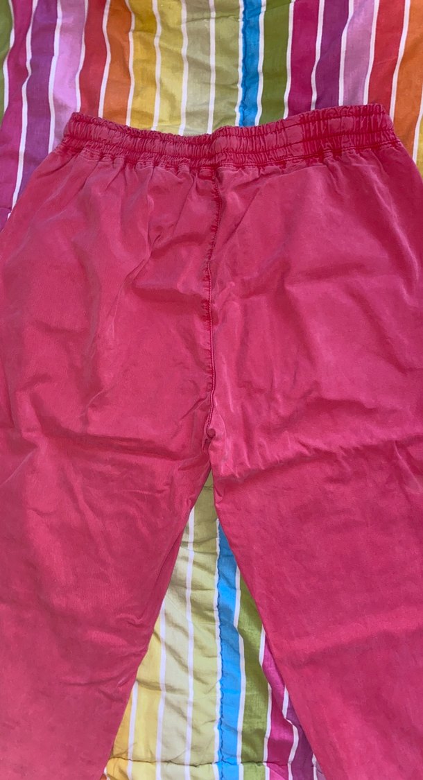 Pembe Bol Kesim Keten Midi Pantolon - Görsel 4