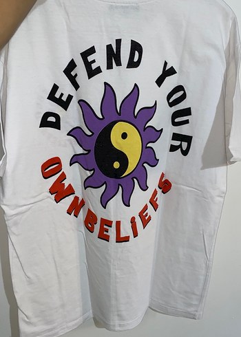 Kadın Beyaz Baskılı Pamuk Tişört - Görsel 2