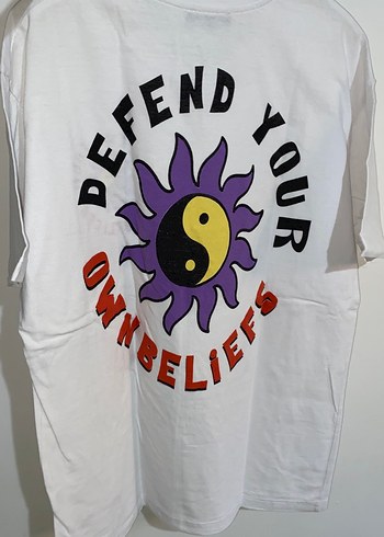 Kadın Beyaz Baskılı Pamuk Tişört - Görsel 4