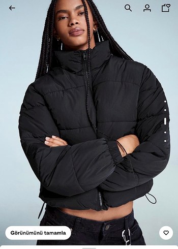 Siyah Kadın Bershka mont - Görsel 2