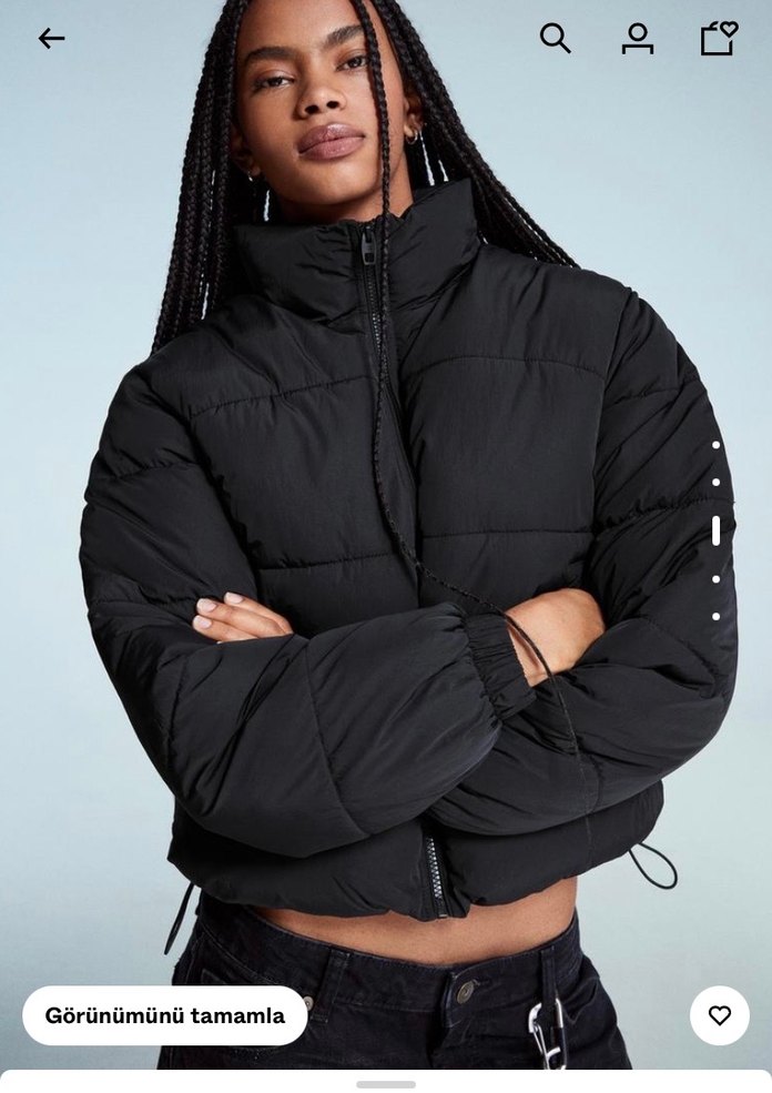 Siyah Kadın Bershka mont - Görsel 2