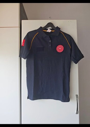 Siyah Kadın Polo Tişört Düğmeli ve Baskılı