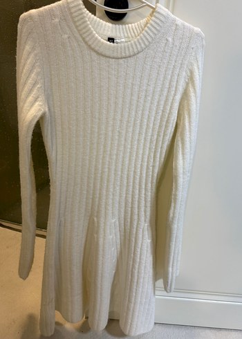 Beyaz Kadın Triko Midi Elbise - Görsel 2