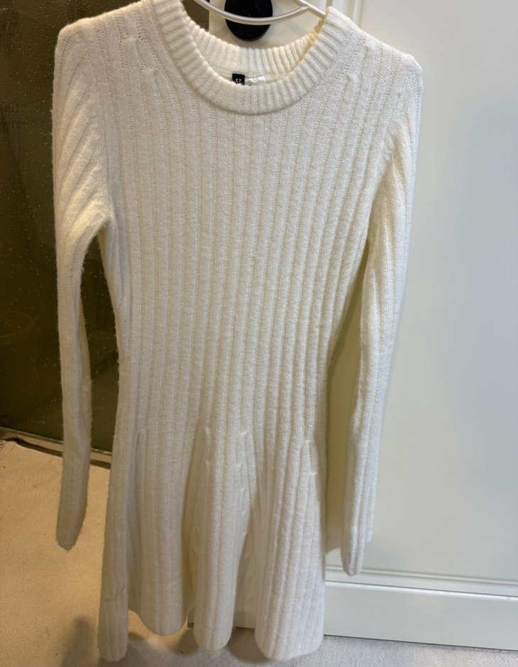 Beyaz Kadın Triko Midi Elbise - Görsel 2