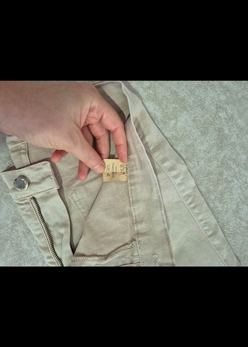 Bej Kemerli Keten Kadın Pantolon - Görsel 2