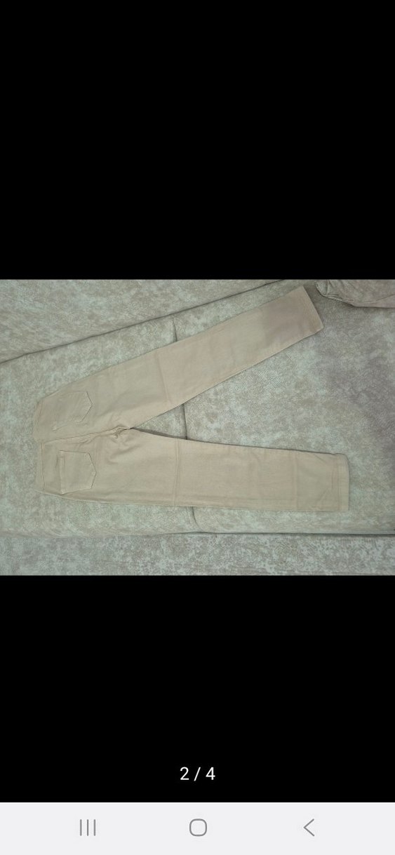 Bej Kemerli Keten Kadın Pantolon - Görsel 3