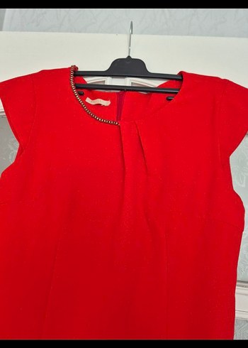 Kırmızı Kemerli Mini Kadın Elbise - Görsel 2