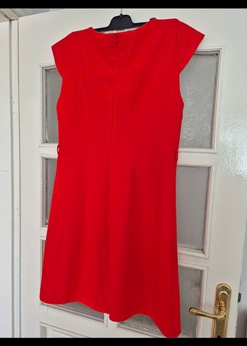 Kırmızı Kemerli Mini Kadın Elbise - Görsel 3