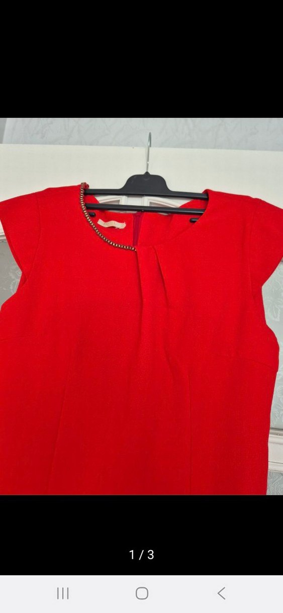 Kırmızı Kemerli Mini Kadın Elbise - Görsel 2