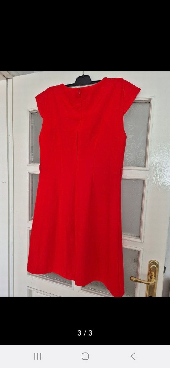 Kırmızı Kemerli Mini Kadın Elbise - Görsel 3