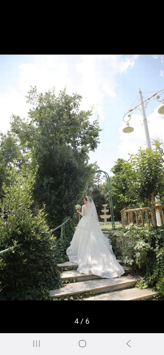 Uzun Kollu Beyaz Vintage Gelinlik - Görsel 4