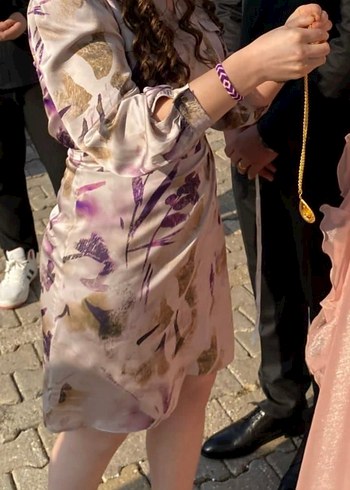 Mor Bağlama Desenli Midi Hamile Etek - Görsel 4