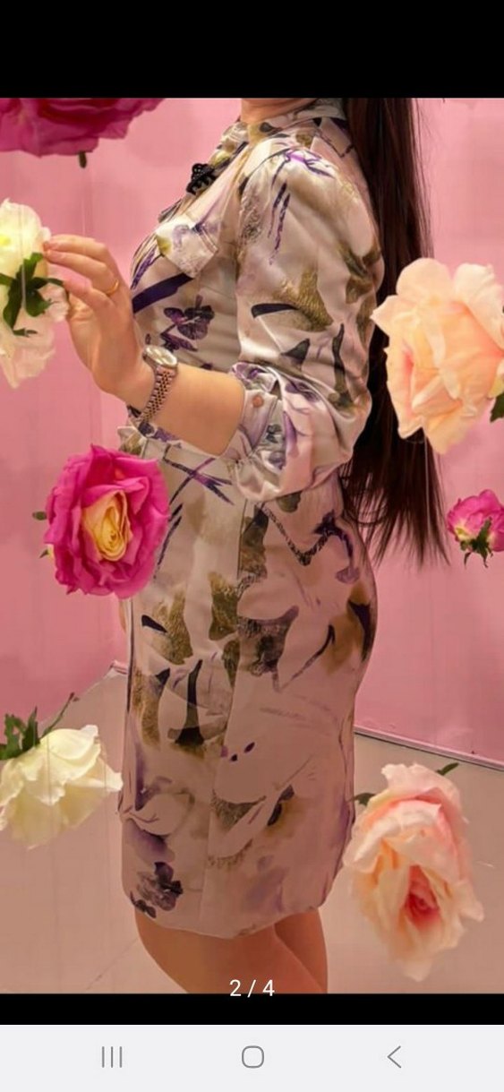 Mor Bağlama Desenli Midi Hamile Etek - Görsel 2