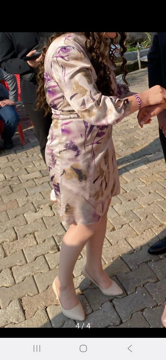 Mor Bağlama Desenli Midi Hamile Etek - Görsel 3