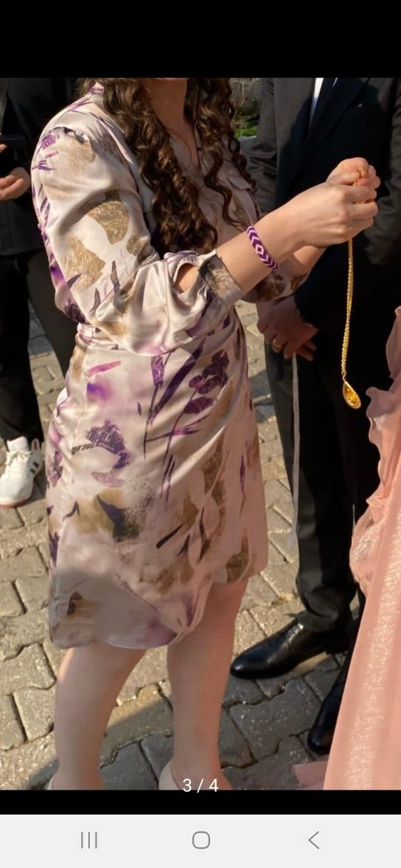 Mor Bağlama Desenli Midi Hamile Etek - Görsel 4