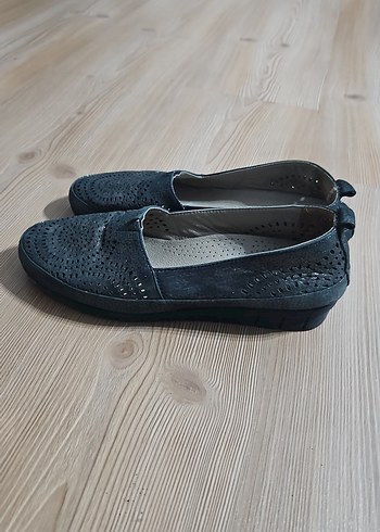 37 Beden Koyu Mavi Dolgu Topuklu Kadın Babet