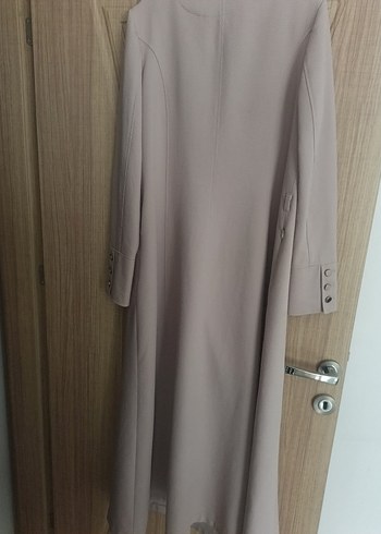 Pudra Düğmeli Uzun Kadın pardesü - Görsel 3