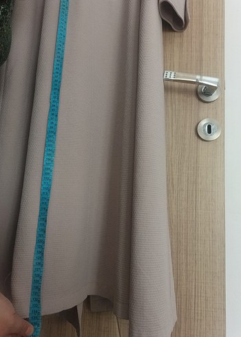 Pudra Düğmeli Uzun Kadın pardesü - Görsel 8