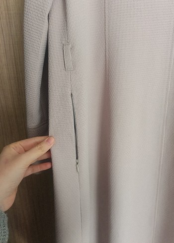 Pudra Düğmeli Uzun Kadın pardesü - Görsel 4